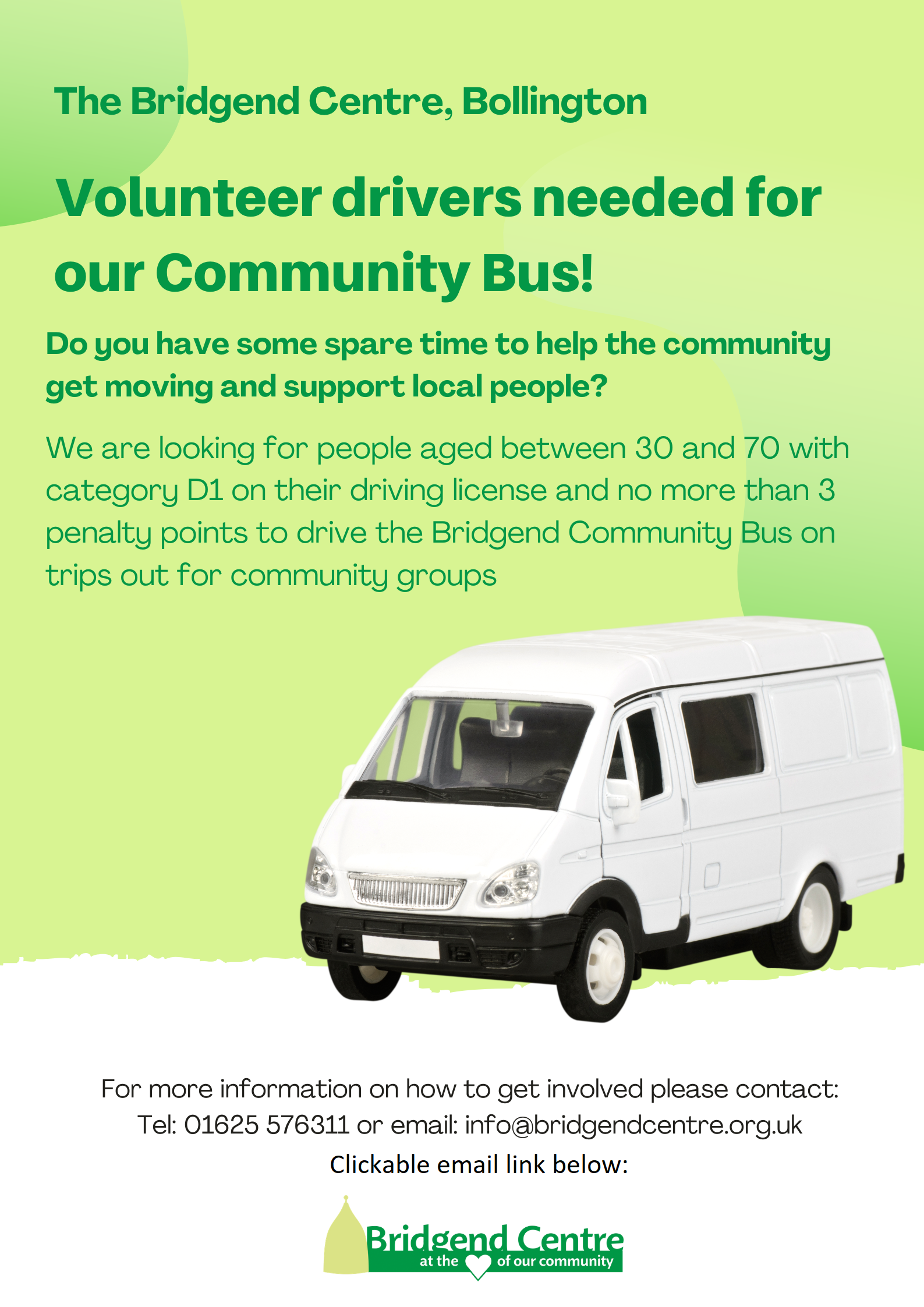 Drivers for Community Bus, Bollington advert