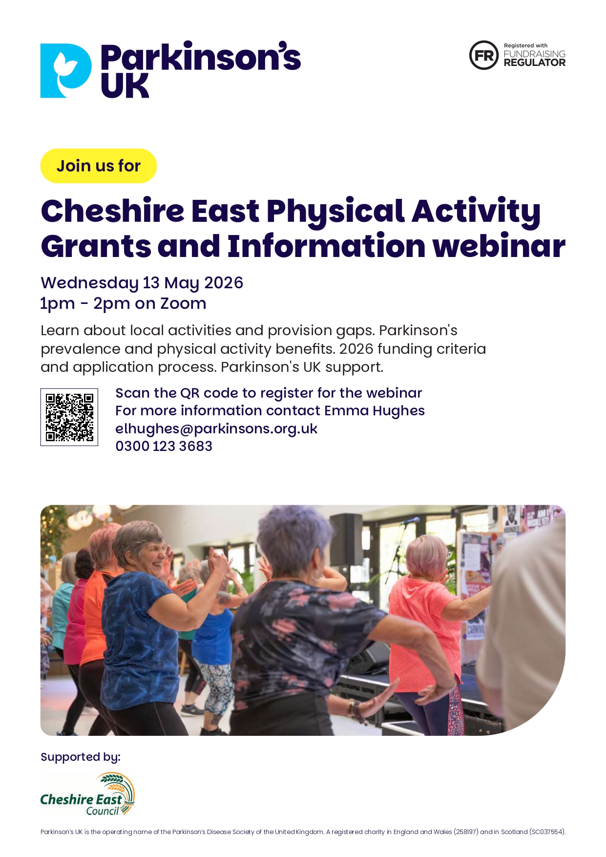 Physical activity grants and information webinar poster