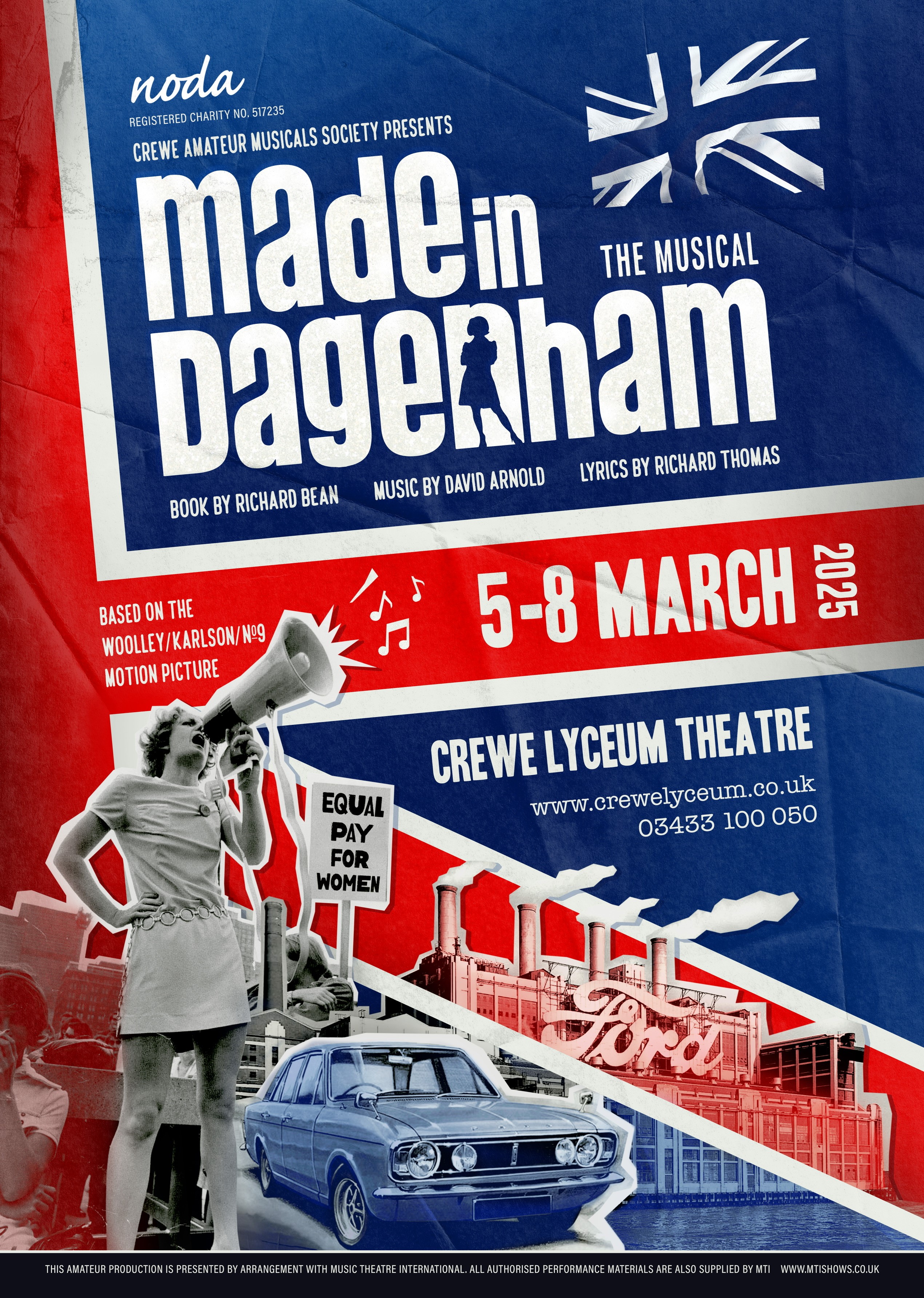 Made in Dagenham poster showing contact details for Crewe Lyceum Theatre