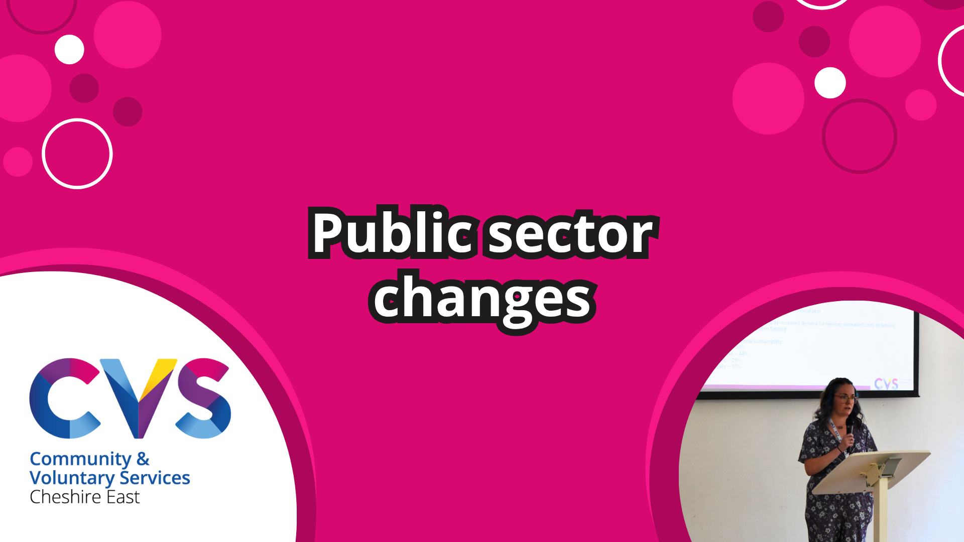 Pink Public Sector Changes Banner CVS Logo and CEO Kate Little